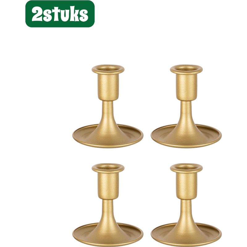 Set Aus 4 Europäischen Trompetenleuchtern, 8,2 X 8,5 Cm, Zur Tischdekoration, Goldfarben