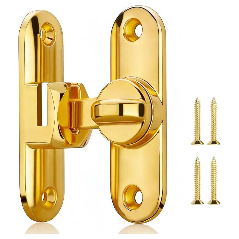 Klapptürriegel 90/180 Grad Schiebetürschloss Aus Zinklegierung, Rechtwinkliger Torriegel, Verdickt, Rostfrei, Türschlossbeschläge, Badezimmer, Küche, Schrank, Fenster, Scheune, Garten, Gold