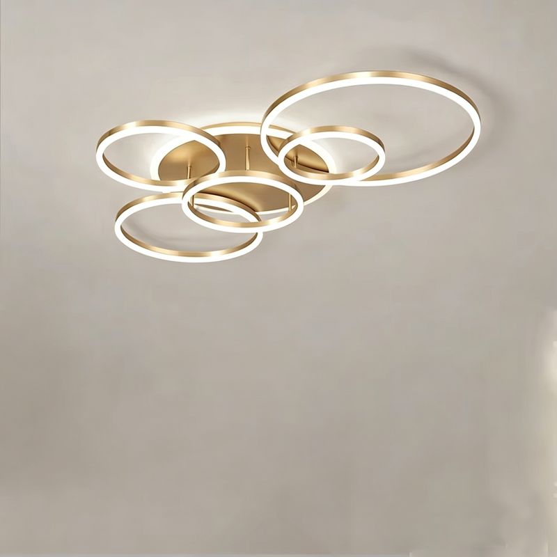 Nordische Led-ring-deckenleuchte – 3 Einstellbare Lichtfarben – Dekorative Beleuchtung Für Wohn-/schlafzimmer, Gold