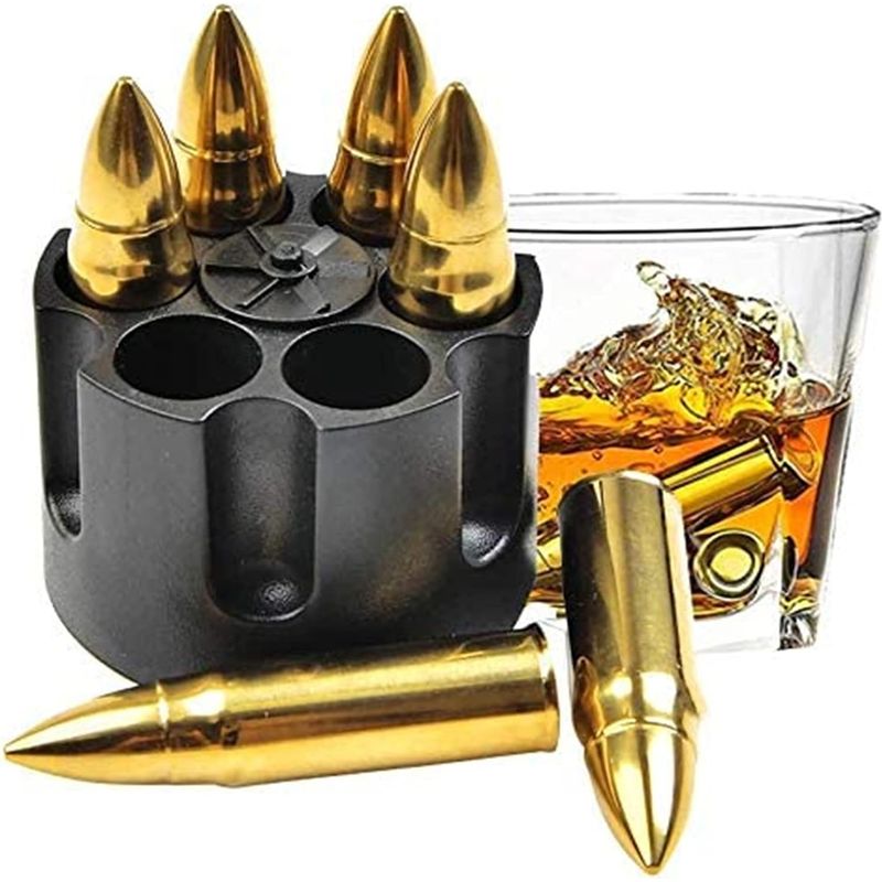 Wiederverwendbare Eiswürfelform Aus Edelstahl Mit Sockel, 6-teiliges Set, Whisky-stein-muster.