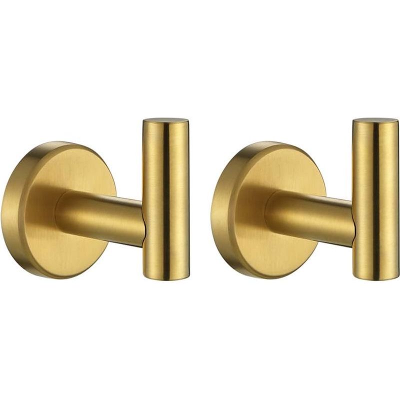 Wandmontierter Handtuchhaken Für Badezimmer, Gebürstetes Goldfinish, Messing, Für Bademantel, Morgenmantel, Badezimmer, Küche Oder Garage (2er-set), Edelstahl Sus 304, 0,8 Mm, Th100-bg-p2