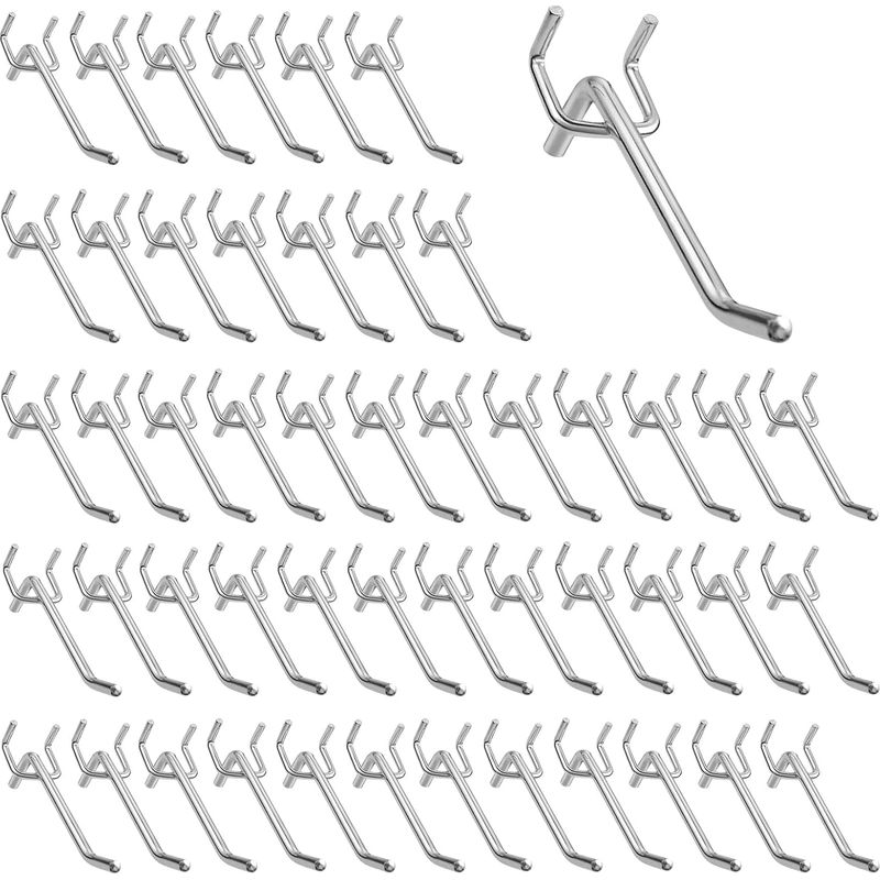50er-packung Gelochte Wandhaken, 10 Cm Werkzeughalter, Edelstahl-lochplattenhaken, Regalzubehör Für Garage/werkstatt, 3,2 Cm Lochabstand
