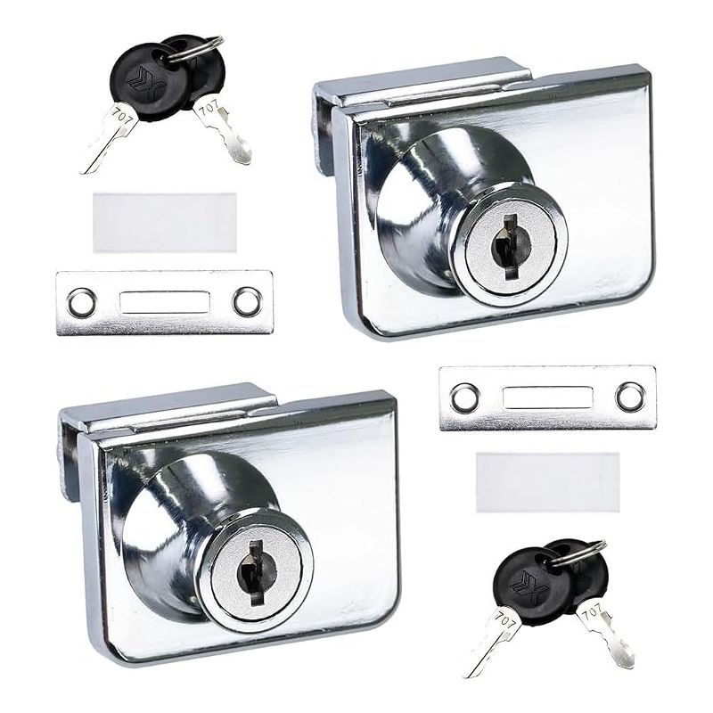 Türschlösser Für Glastüren, Zinklegierung, 4–8 Mm Glas, 4 Schlüssel, Für Schränke, Vitrinen Und Möbel