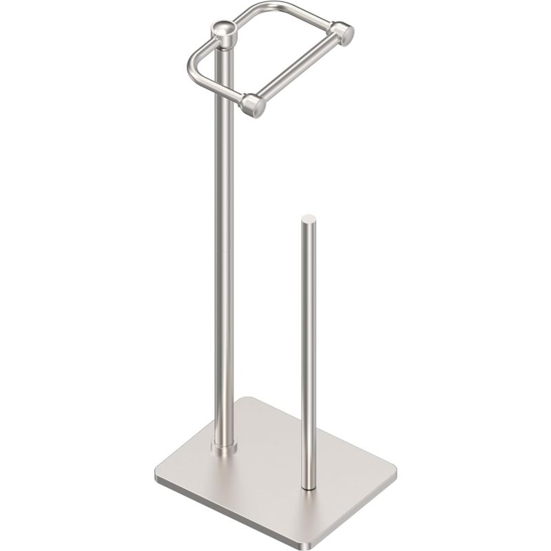 Toilettenpapierhalter, Freistehender Toilettenpapierrollenhalter Mit Aufbewahrung Für Rollen, Drehbares Design, Stabiler, Beschwerter Sockel, Edelstahl (gebürstetes Nickel)