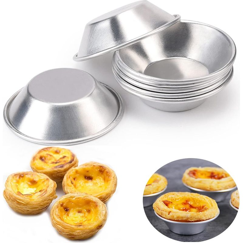 Set Mit 10 Tartelette- Und Mini-quiche-förmchen, 7 X 7 X 2 Cm, Aus Antihaftbeschichteter, Wiederverwendbarer Silberfarbener Aluminiumlegierung