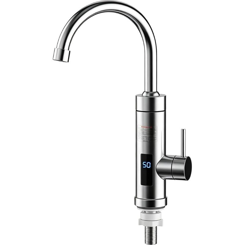 Durchlauferhitzer-wasserhahn, 220 V, 3000 W, Elektrischer Warmwasserbereiter Aus Edelstahl Mit 360° Drehbarer Led-temperaturanzeige Für Küche, Garten Und Camping
