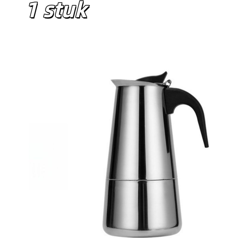 Italienische Espressokanne Aus Edelstahl, 450 Ml, Für Kaffee Zu Hause Oder Beim Camping, Silberfarben