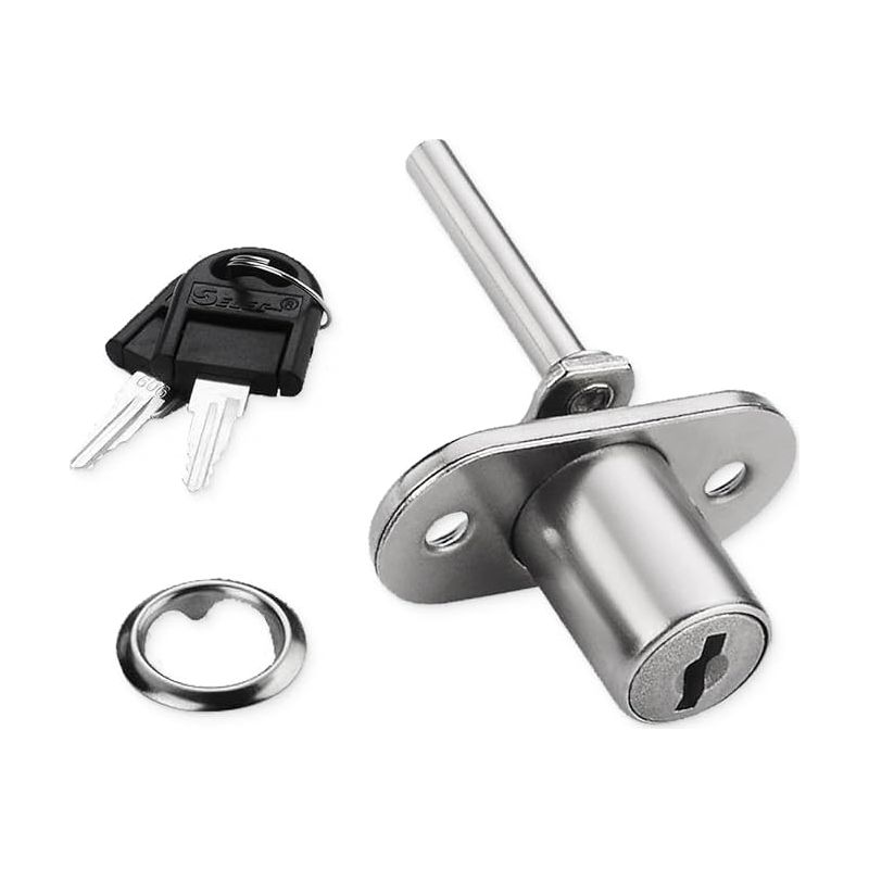 Möbelschubladenschloss – Kolbenschloss Für Aktenschränke, Schränke Und Vitrinen, Durchmesser 16 Mm, Silber