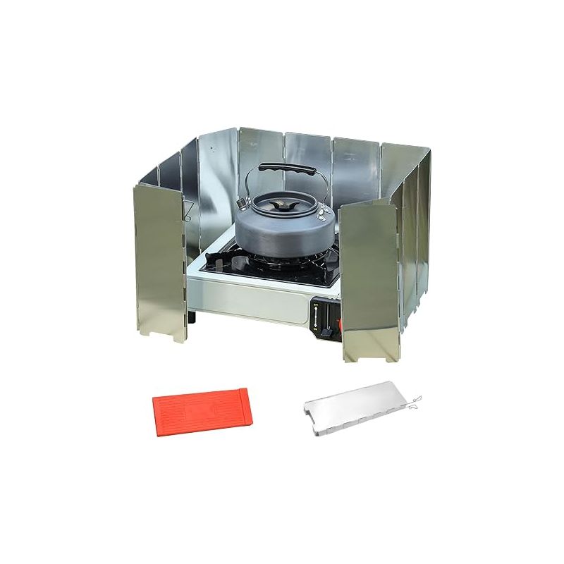 Windschutz Für Campingkocher, Faltbar, Leicht, Aus Aluminium, Für 16 Platten, Windschutz Für Camping-gaskocher Zum Grillen Im Freien, Backofen Und Aufbewahrungsbox Für Gaskocher