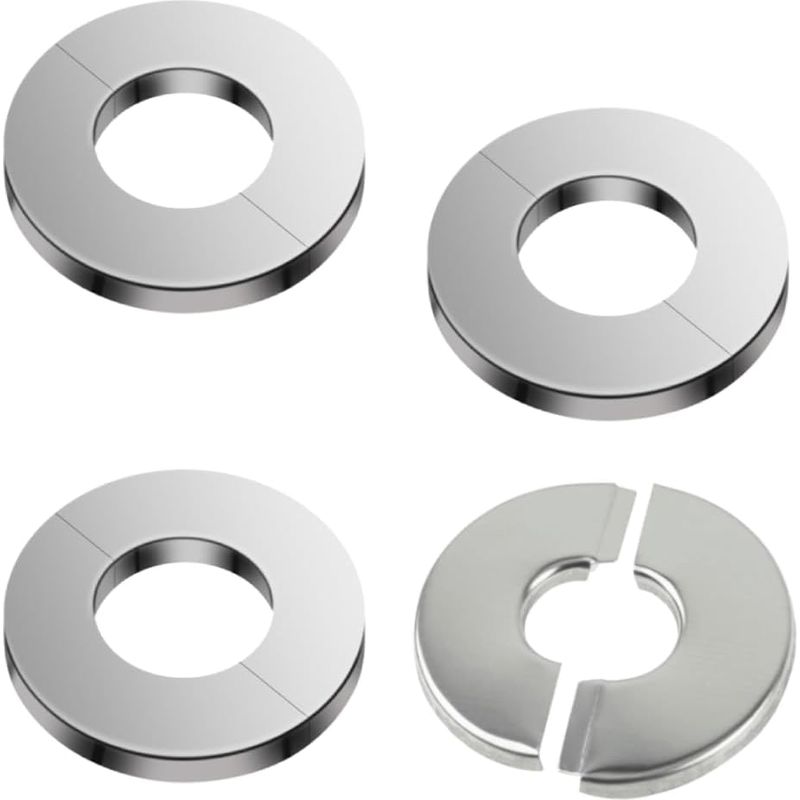 Set Mit 4 Edelstahlrosetten, Rohrschellen, Selbstklebender Rosettenabdeckung, Kein Bohren Erforderlich, Grundplatte Für Armaturen Und Heizungsrohre – 40 Mm