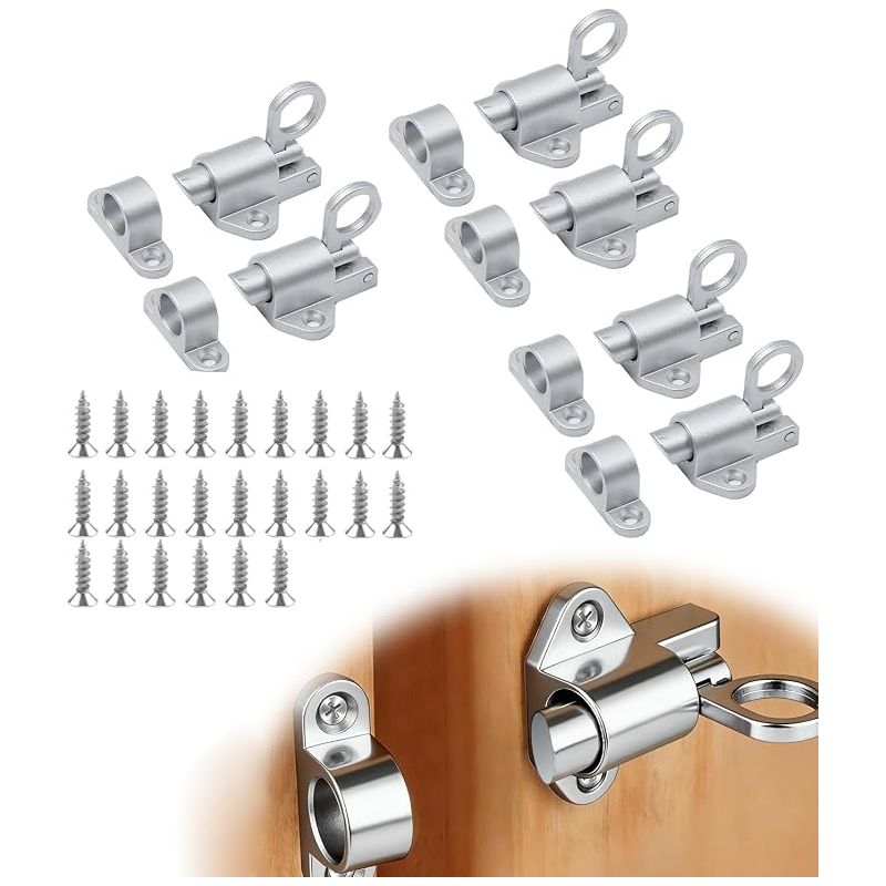 Automatisches Türschloss-set, Rückprall-türriegel, Federbolzen, Metalltürschloss, Federriegel Für Schranktüren, Tierkäfige (silber)