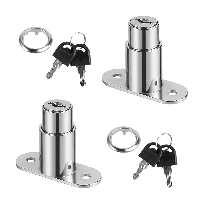 Druckzylinder-schiebetürschloss Mit Schlüssel, Für Vitrinen Und Aktenschränke (silber)