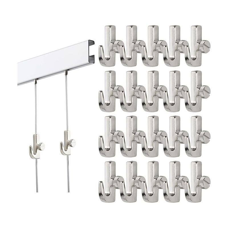 Verstellbare Bilderhaken Aus Silberfarbenem Zink Für Kabel Von 1 Mm Bis 1,8 Mm Durchmesser, Tragkraft 45–60 Kg, Aufhängezubehör Für Galerieschienen Und Bilderrahmen