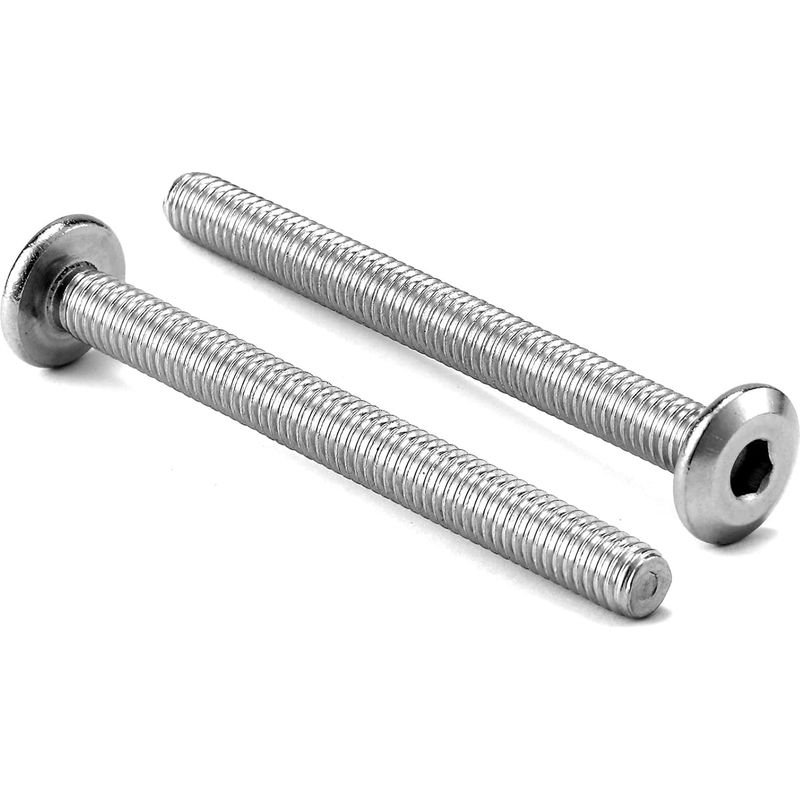 M8 X 60 Mm 10-teilige Flachkopf-innensechskantschrauben, Edelstahl 304 18-8, Durchgehend Mit Sg Tzh-gewinde (inkl. Innensechskantschlüssel) - Inhhub