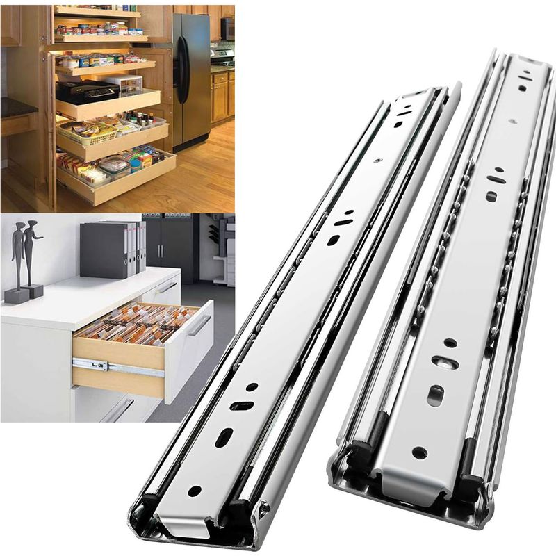 Paar Schwerlast-schubladenschienen, Tragfähigkeit Bis Zu 68 Kg, Vollauszug Über 3 Paneele, Seitenmontage, 45 Mm Auszug, 350 Mm (14 Zoll)