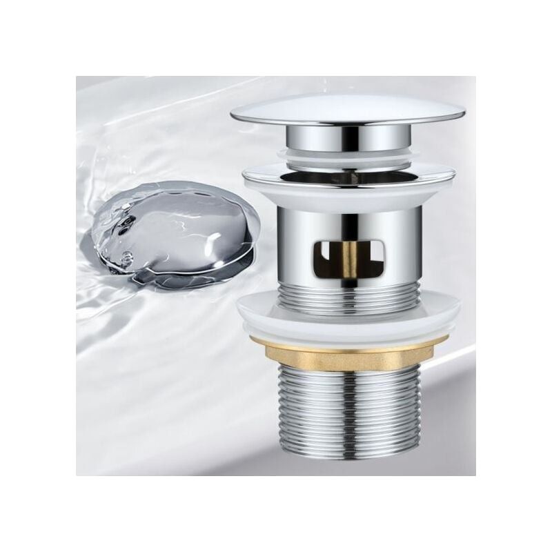 Inhhub Waschbeckenablauf Mit Überlauf Und Druckknopfablauf Für Waschbecken In Messing, Chrom-finish. - Inhhub