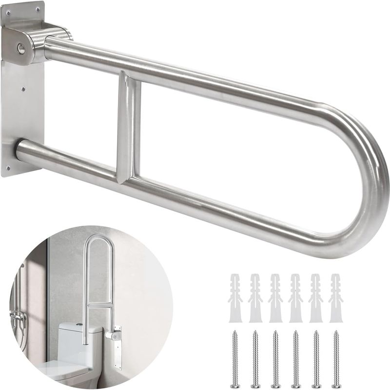 Inhhub 60 Cm Klappbarer Haltegriff Für Die Toilette, Duschgriff, Toiletten-sicherheitsstütze, Für Badezimmer, Rutschfester Edelstahl - Inhhub