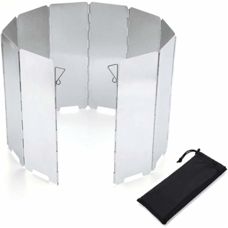 Inhhub Windschutz Faltbarer Aluminium-gaskocher Winddichter Campingkocher Mit 10 Aluminiumlamellen, Windschutz Für Campingkocher Outdoor-grill-in