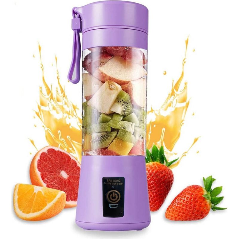 Tragbarer Milchshake-mixer, Fruchtentsafter, Usb-ladefunktion, 6 Klingen, Elektrischer Entsafter Für Studenten, Sport, Reisen Und Outdoor-aktivitäten, Lila
