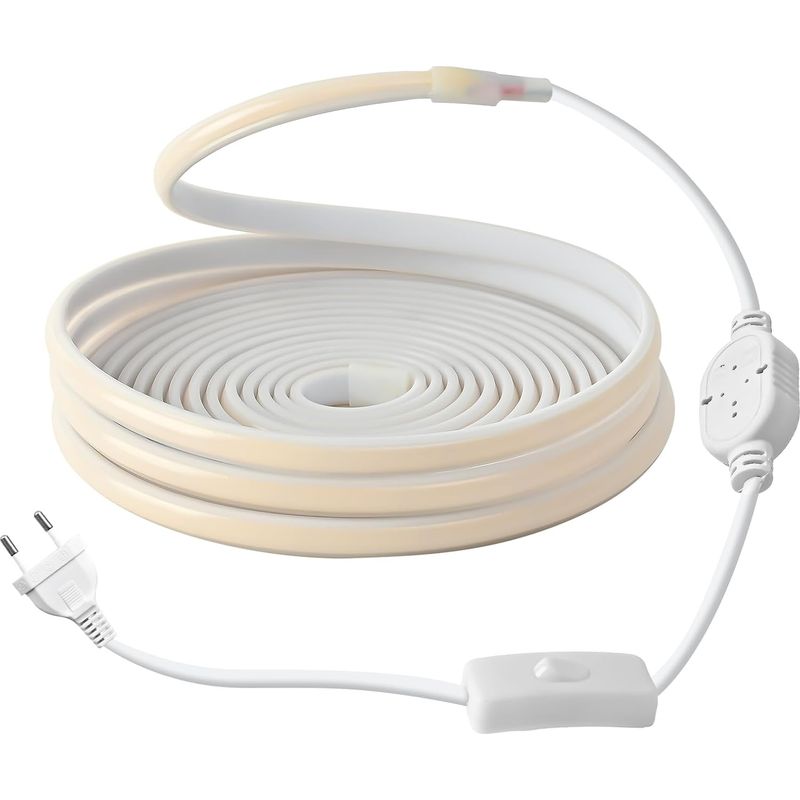 6 Meter Langer Cob-led-streifen, 220 V, 288 Leds/m, Wasserdicht, Für Den Außenbereich, Kaltweiß (6000 K), Dekorative Beleuchtung Für Haus, Küche, Garten, Fernseher, Mit Schalter