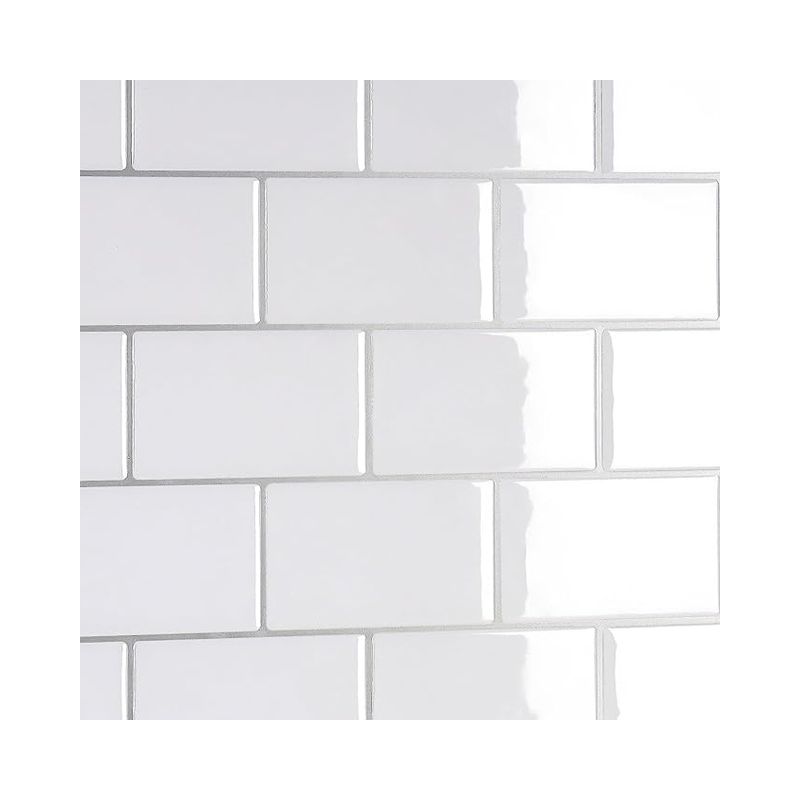 Credence Adhesive Pour Cuisine Blanc 30,5 Cm X 30,5 Cm Carrelage Adhesif Mural Rectangulaire Salle De Bain Imperméable Autocollant Brillants 3d Buanderie