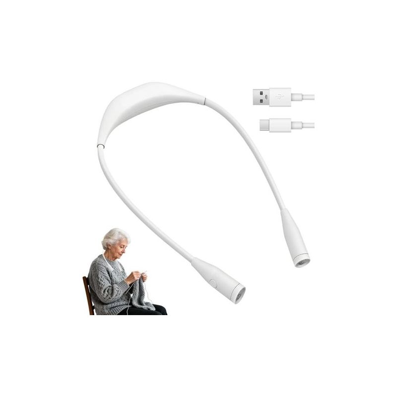 Wiederaufladbare Led-nackenleuchte Mit Usb-c-anschluss Zum Lesen, Stricken Und Nähen, Freihändiges Leselicht Mit 3 Farben Und 9 Helligkeitsstufen, 360° Flexibler Arm, Lange Akkulaufzeit