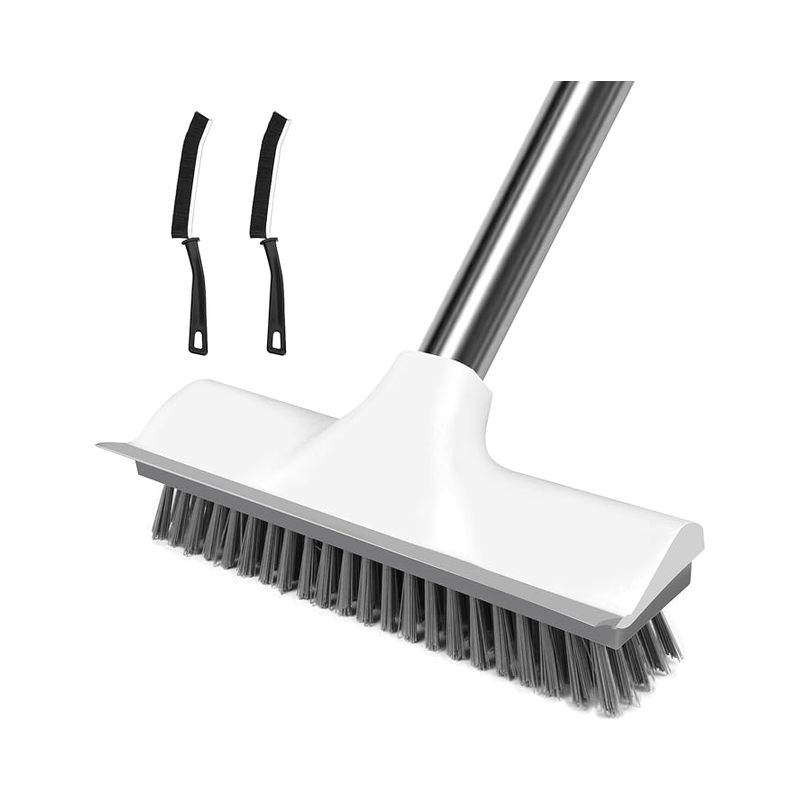 Scheuerbürste Mit Abzieher, Bodenbürste Für Teppichböden Mit Verstellbarem Griff, Reinigungsbürste Für Küche, Bad, Terrasse Und Wand