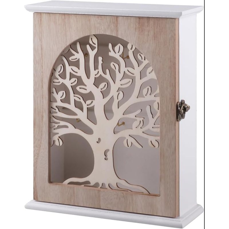 Schlüsselkasten Aus Holz, Schlüsselkasten „lebensbaum“ Mit Schlüsselhaken, Dekorativer Schlüsselschrank, Schlüsselhalter Aus Holz, Eingangsbereich, Flur, Büroschlüsselhalter