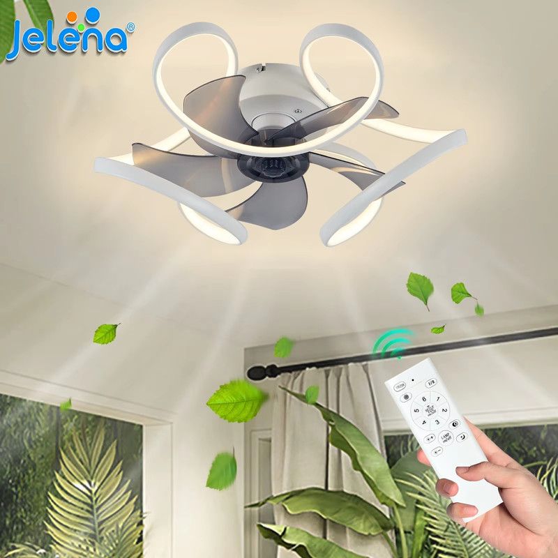 Led-deckenventilator Mit Licht – Modernes Design – Dimmbar – 6 Geschwindigkeitsstufen – Für Schlafzimmer, Weiß