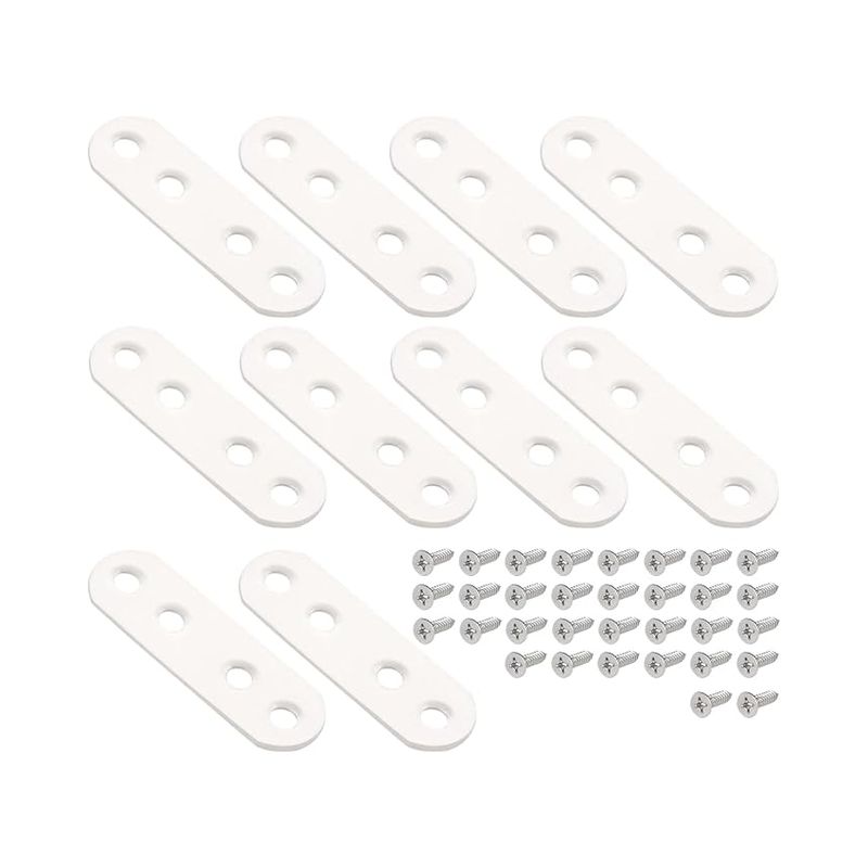 Flachverbinder Mit Schrauben, 55 X 5 Mm, Rechtwinklig, Für Die Reparatur Von Holzmöbeln, Weiß