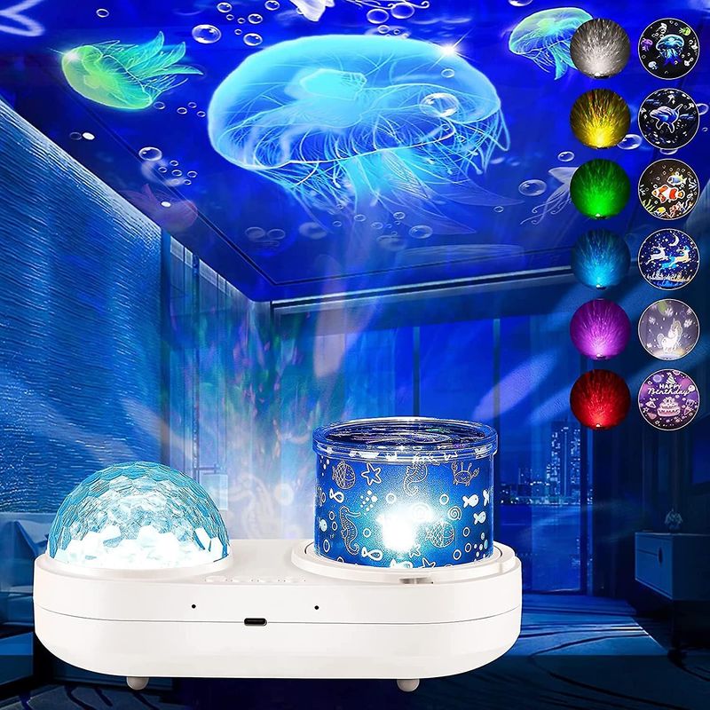Ozean-lichtprojektor Fürs Schlafzimmer, Led, Sternenhimmel, Galaxie, Wellen, Farben, Rotation, 3d-unterwasser-wandprojektion