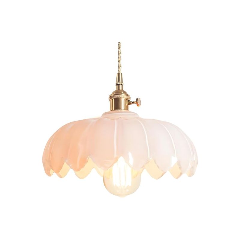 Industrielle Vintage-pendelleuchte, Lotus-glaslampe, Hängeleuchte, Kronleuchter, E27-fassung, Weiß