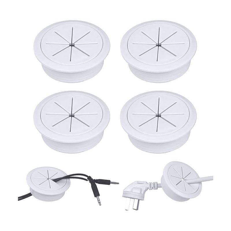 Kabelkanal Aus Kunststoff Für Schreibtische, Runde, Weiße Kabeltülle (60 Mm), Kabelabdeckung Für Schreibtische, Tische, Computer, Arbeitsplätze, Kabelorganisator