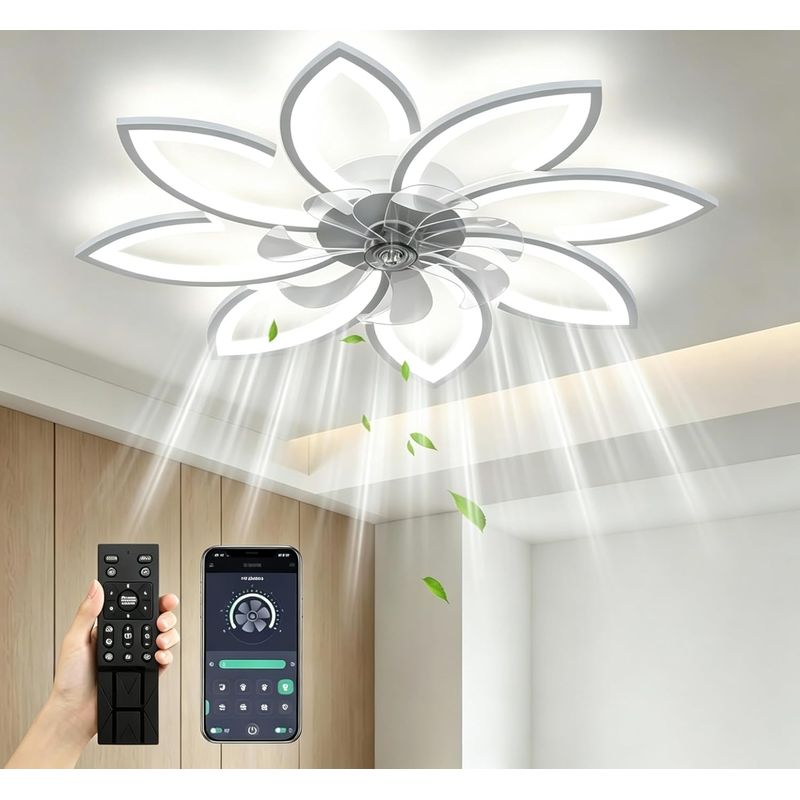 Moderner 90-cm-deckenventilator Mit 3-farbiger Led-beleuchtung, Fernbedienung Und 6 Geschwindigkeitsstufen, Leiser Betrieb Für Den Innenbereich (weiß)