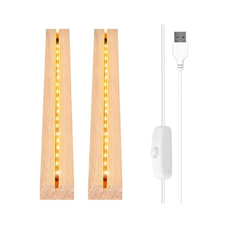 Led-lichtsockel Aus Holz Mit Usb-schalter Für Tischdisplay, Kristallkugel-acrylplatte (30 Cm Lang, Warmweiß)