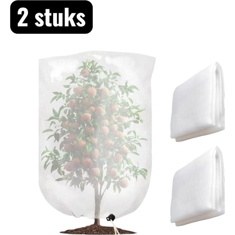 Set Mit 2 Insektenschutznetzen Für Obst- Und Gemüsepflanzen Mit Kordelzugverschluss Zum Schutz Der Ernte, Weiß