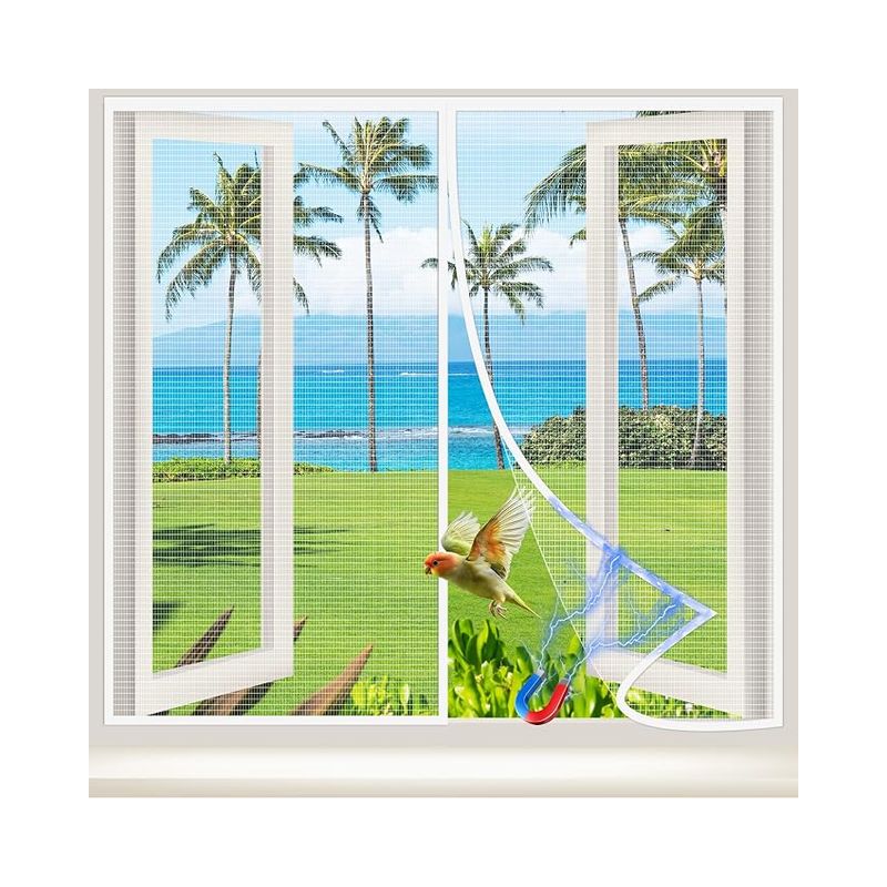 Magnetisches Fenster-moskitonetz, 100 X 130 Cm, Insektenschutzgewebe, Automatischer Verschluss, Abnehmbar, Insektenschutzfenster Für Alle Fenstertypen (weiß)
