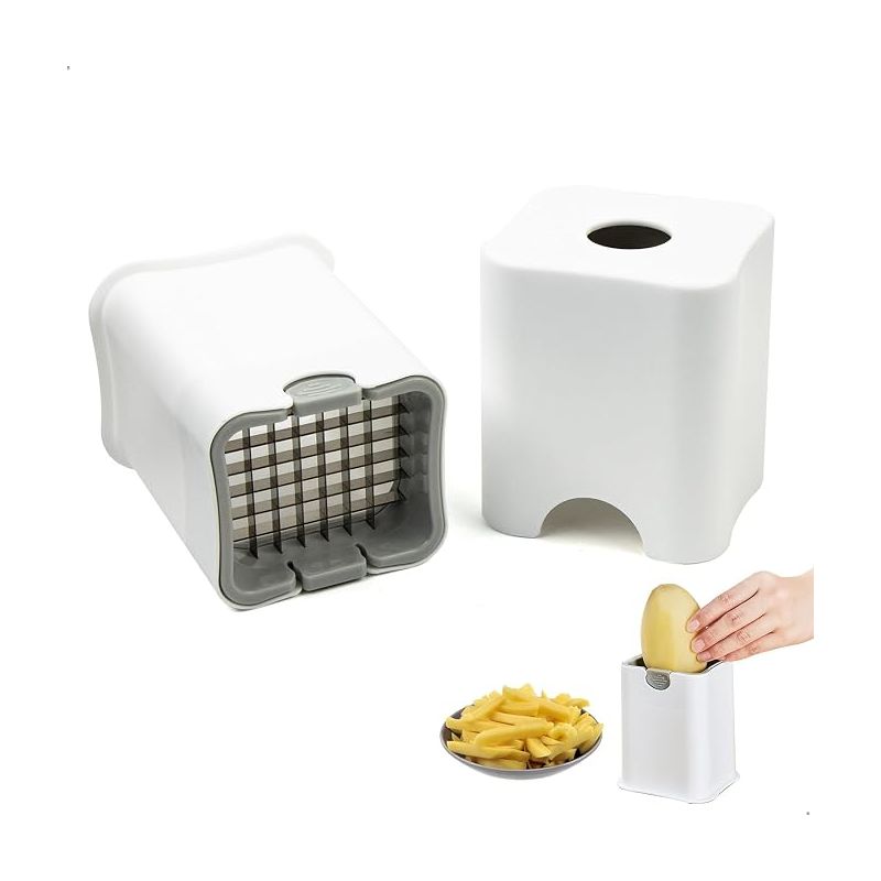 Manueller Pommes-schneider, Schnell-pommes-schneider Mit Schneidrosten Aus Edelstahl, Multifunktionaler Gemüseschneider Für Kartoffeln, Karotten, Gurken Und Zwiebeln (weiß)