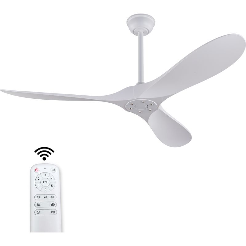 152 Cm Deckenventilator Ohne Licht, Weiß, Mit Fernbedienung, Reversiblem Gleichstrommotor Und Timerfunktion