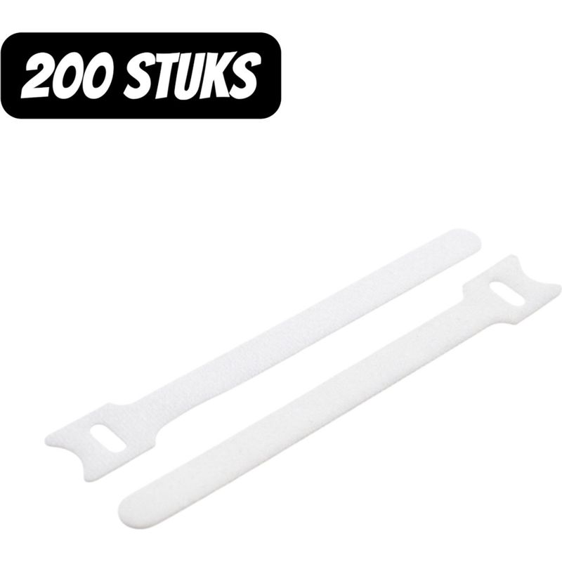 Packung Mit 200 Selbstklebenden Nylon-kabelbindern Mit Klettverschluss, 12 X 150 Mm Und 12 X 200 Mm, Weiß
