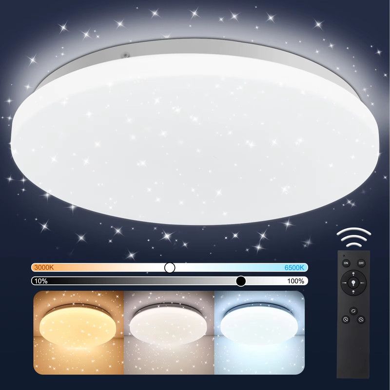 24-w-led-deckenleuchte – 28 Cm Durchmesser – 2400 Lm – Fernbedienung – Warm- Und Kaltlicht (3000–6500 K)