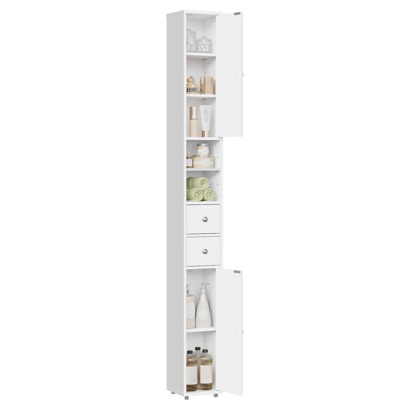 Schmaler Badezimmerschrank 20×180×20 Cm – Mdf – Platzsparende Aufbewahrung – Feuchtigkeitsbeständig – Weiß