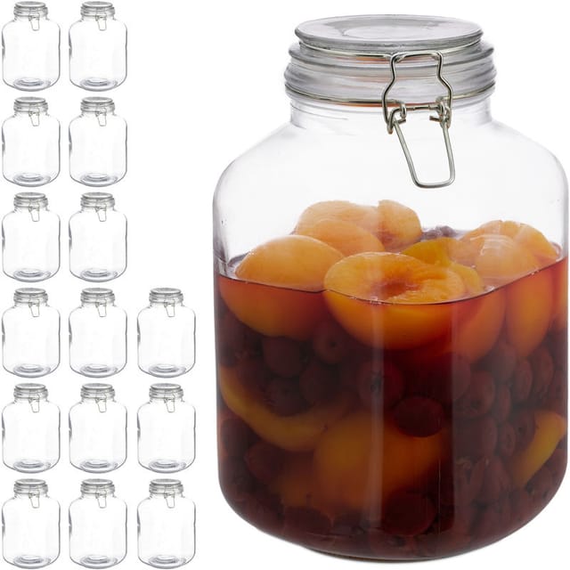 16 X 3 Liter Einmachglas, Zum Konservieren, Gastro, Bügelverschluss, Gummiring, Luftdicht, Xxl Einweckglas, Klar