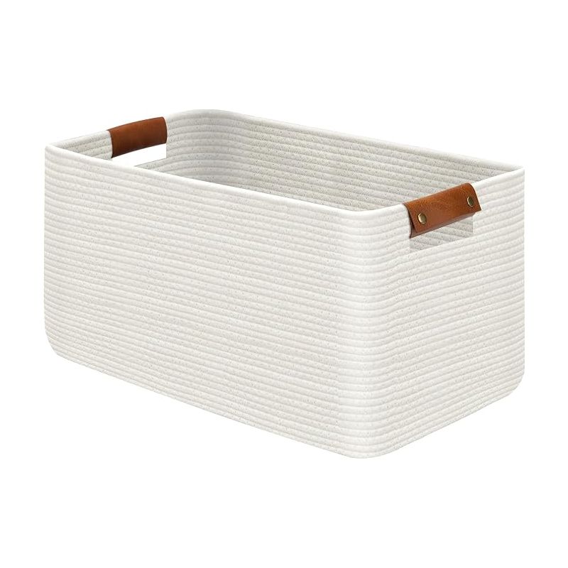 Faltbarer Wäschekorb Für Decken, Spielzeug, Handtücher, Gewebte Körbe Zur Aufbewahrung Im Kinderzimmer, Wohnzimmer, 55 X 15 X 30 Cm, Weiß