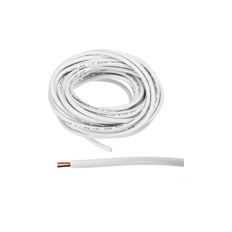 Quarkzman 26awg Elektrokabel, 2-adrig, Ul2464, Led-netzteilkabel, Verzinntes Kupfer, 3 M (9,8 Fuß), Niederspannung, Pvc-ummantelung, Flexibles Verlängerungskabel, Weiß, Für Led-streifen Und Lampen