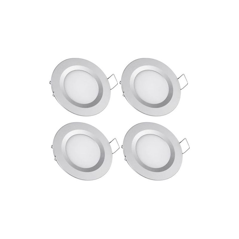 4 X Led-einbaustrahler, 12 V, 58–65 Mm, 3 W, 3200 K, Eingegossener Scheinwerfer Für Camping-autos, Boote, Wohnwagen, Wohnmobile, Yachten, Weißes Licht (silberne Ausführung)