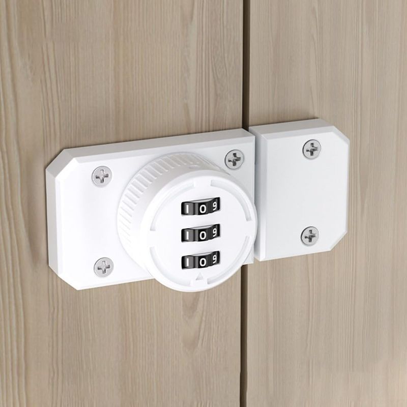 Zahlenschloss Für Schrank, Drehriegel Für Schranktüren, 3-stelliger Drehriegel, Mechanische Zahlencodetür, Zinklegierung (weiß)