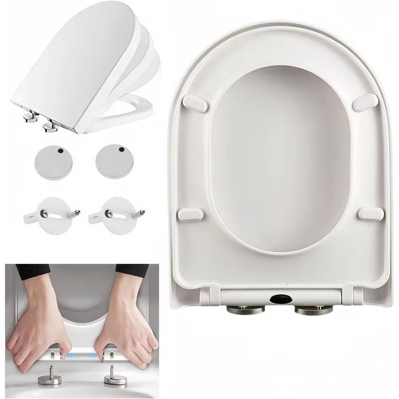 Antibakterieller Wc-sitz – Absenkautomatik – 360°-drehgelenk – Abnehmbar – Weiß – Universal