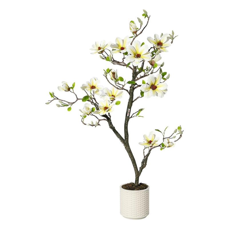 Künstliche Blühende Magnolie, 120 Cm – Dekoration Für Haus Und Garten – Realistischer Zierbaum
