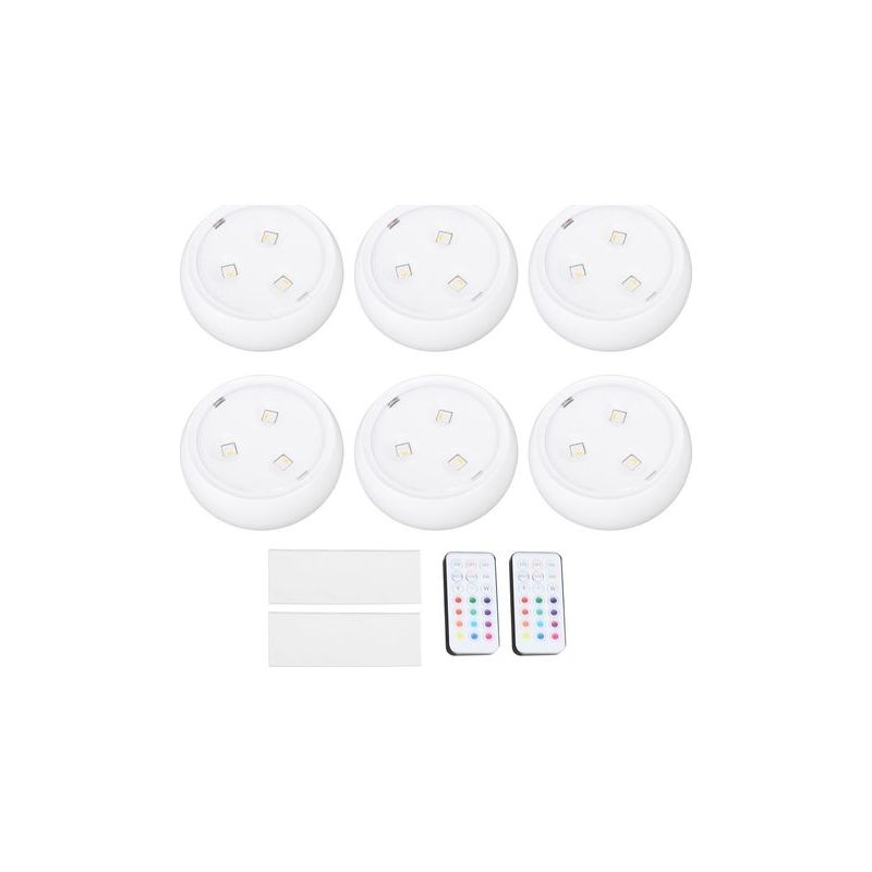 6 Kabellose Led-strahler Mit Rgb-fernbedienung, Timer Und Dimmfunktion Für Schränke, Regale Und Unterschränke
